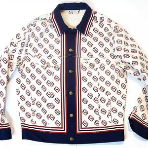 Gucci Monogram Denim GG Printed Twill Jacket sz 46